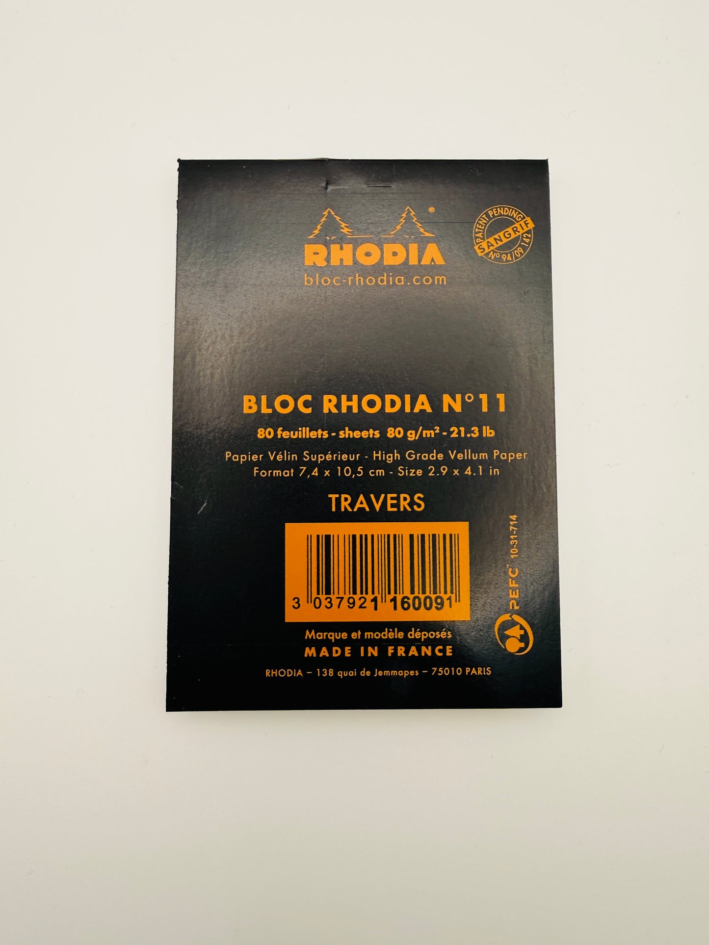 Rhodia Pad 3” x 4” No. 11 (A7) Lined Notepad