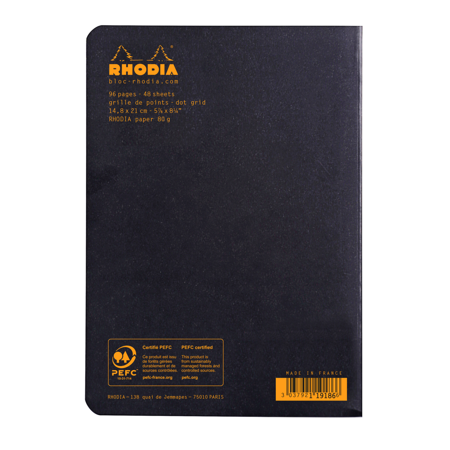 Rhodia Staple-bound Dot Grid Notebook 48 sheets 6 x 8 1/4 A5