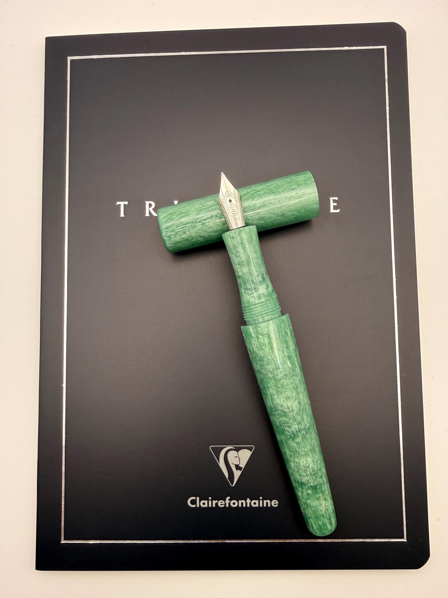 Custom Bespoke Seamless Sage Cast Resin Fountain Pen with Bock Nib