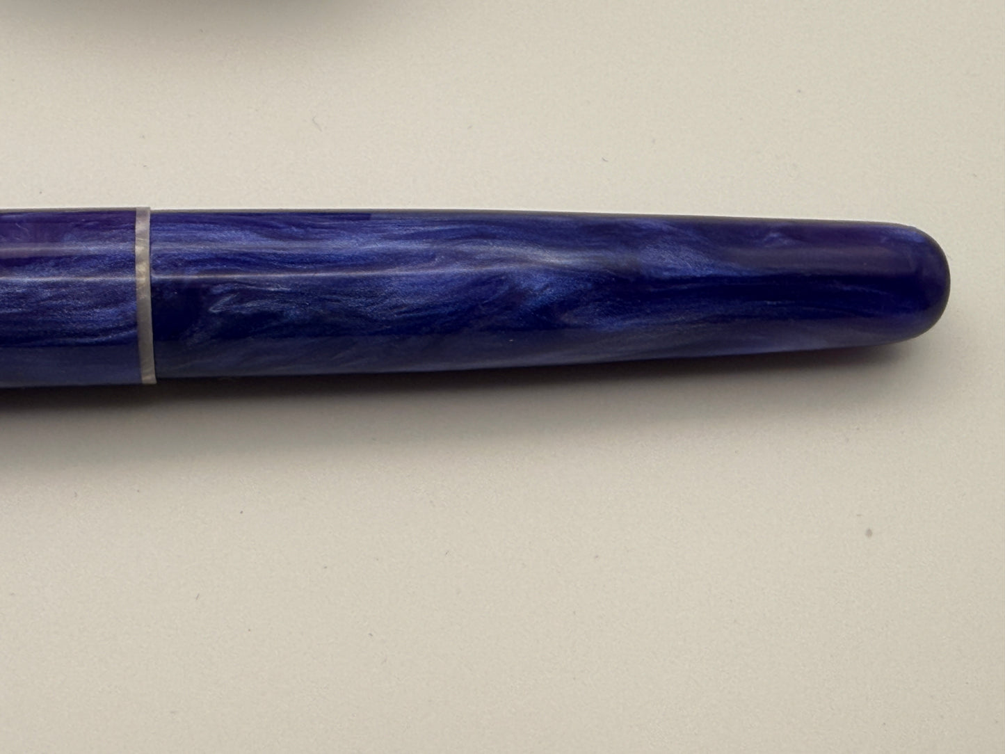 Custom Bespoke Purple and White Fountain Pen with Clip and White Accents