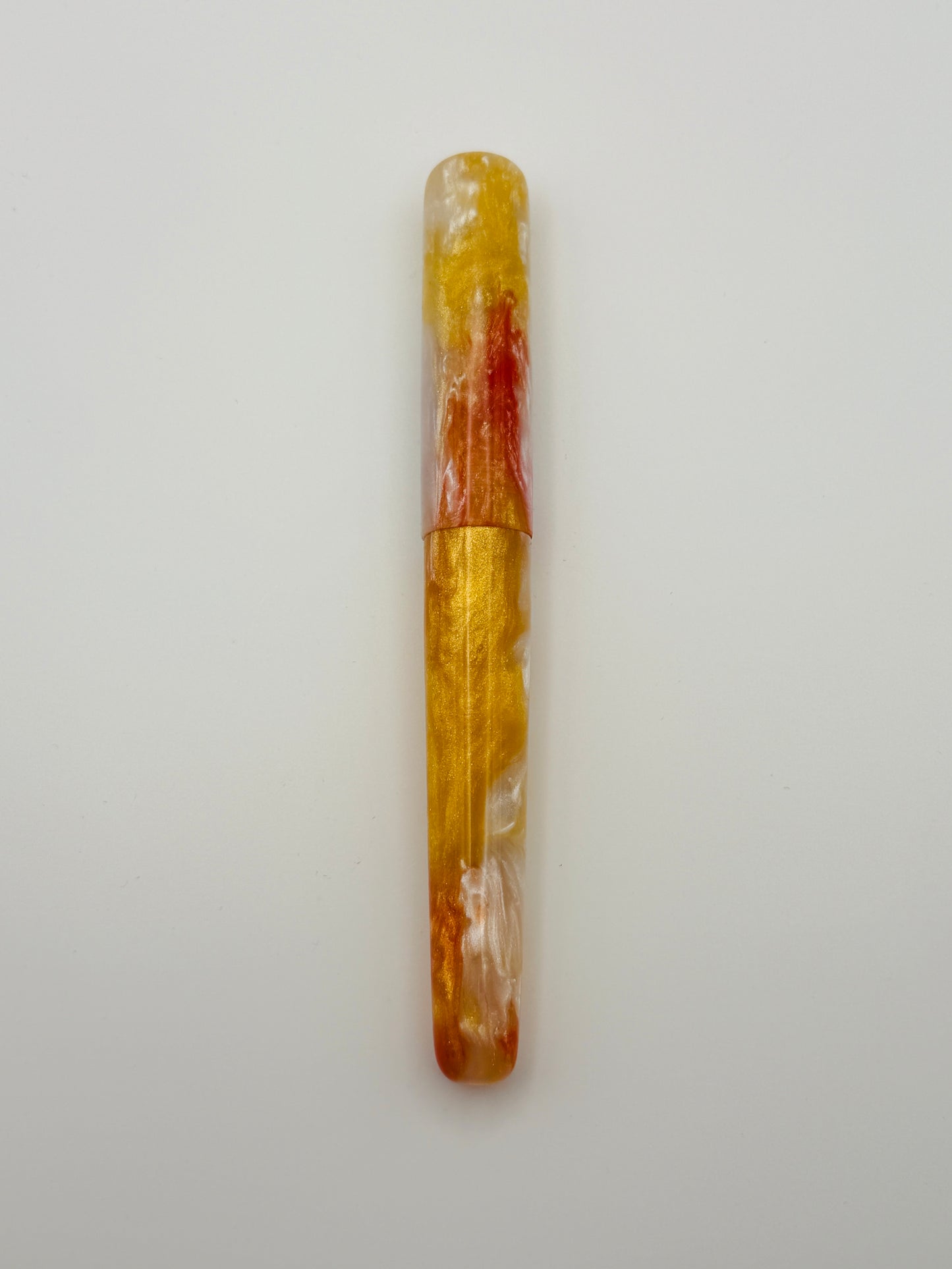 Roman Gold, Red and White Cast Resin Fountain Pen with Bock Nib