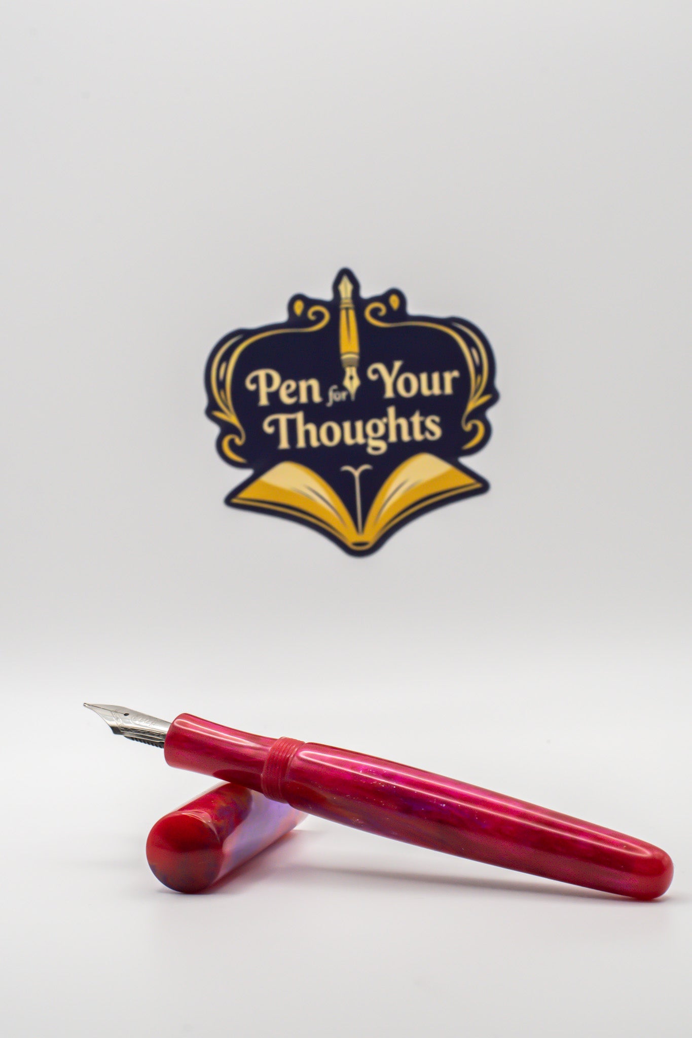 Purple and Red Sparkle Resin Fountain Pen from Black Magic Pen Company Blank