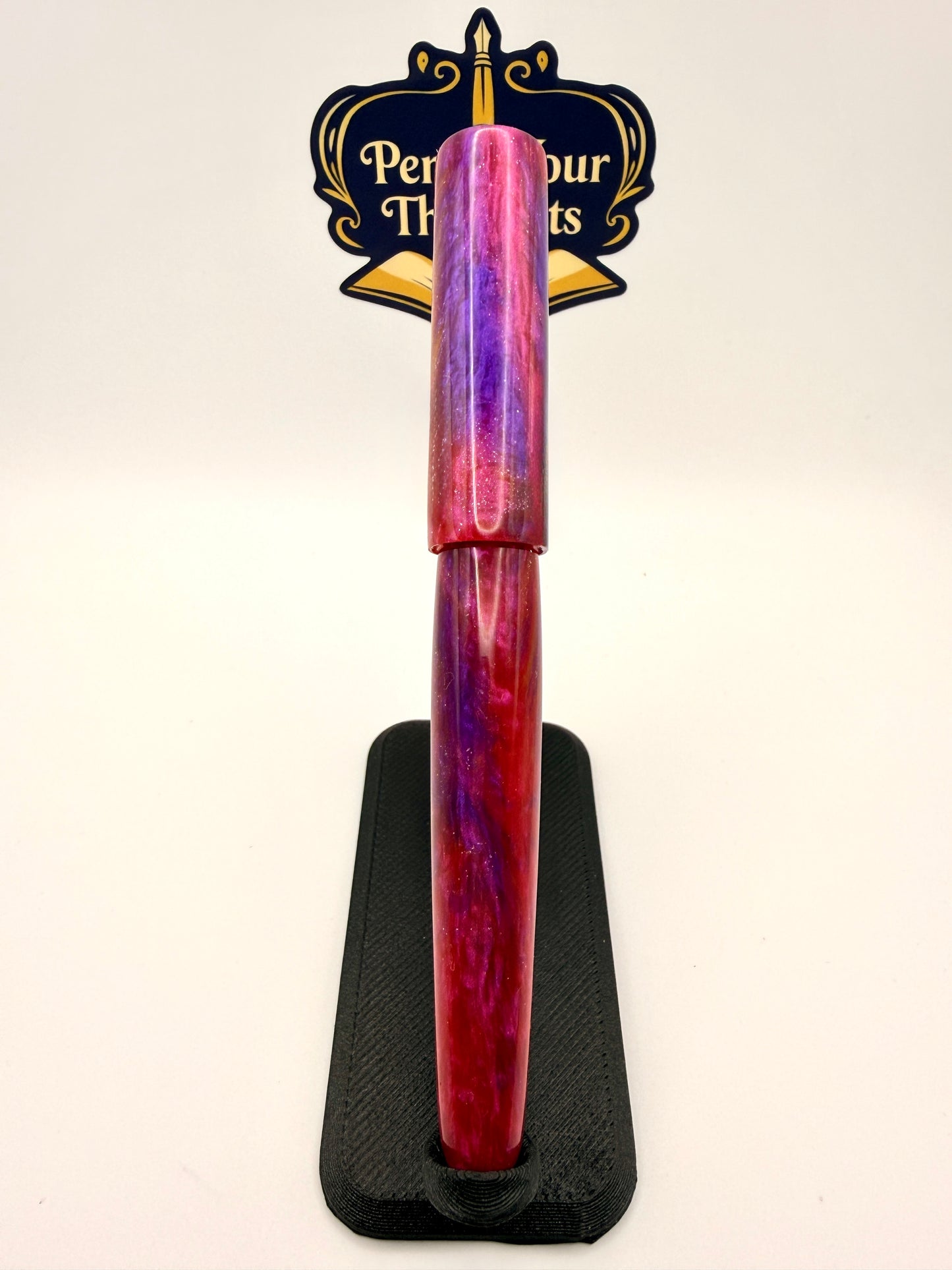 Purple and Red Sparkle Resin Fountain Pen from Black Magic Pen Company Blank