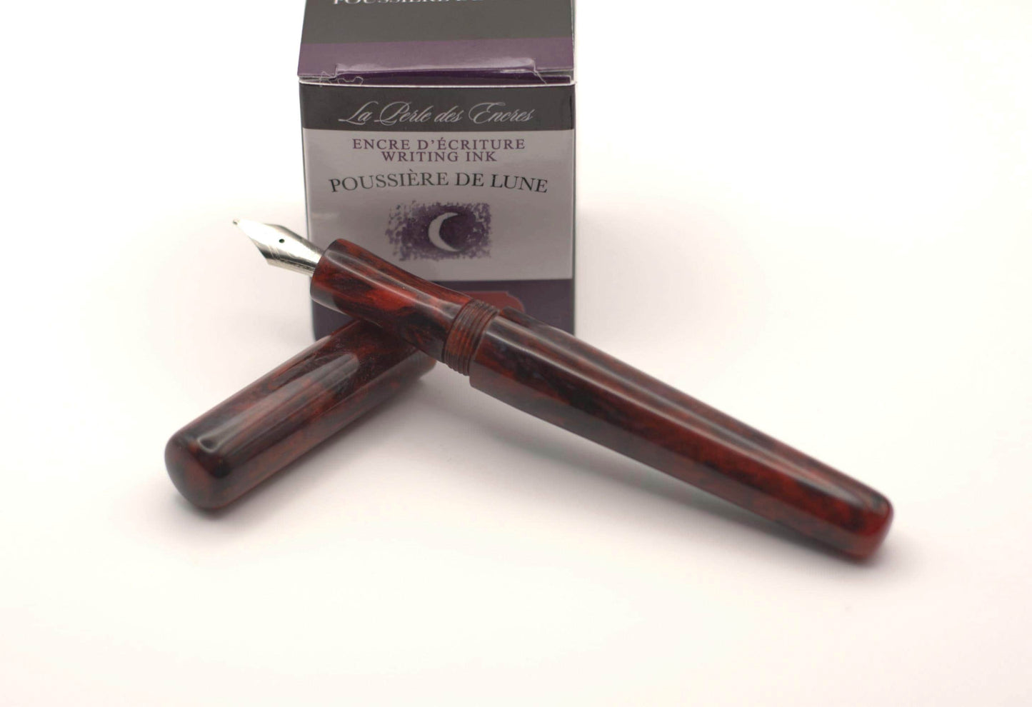 Custom Bespoke Seamless Black and Red Cast Resin Fountain Pen with Bock Nib