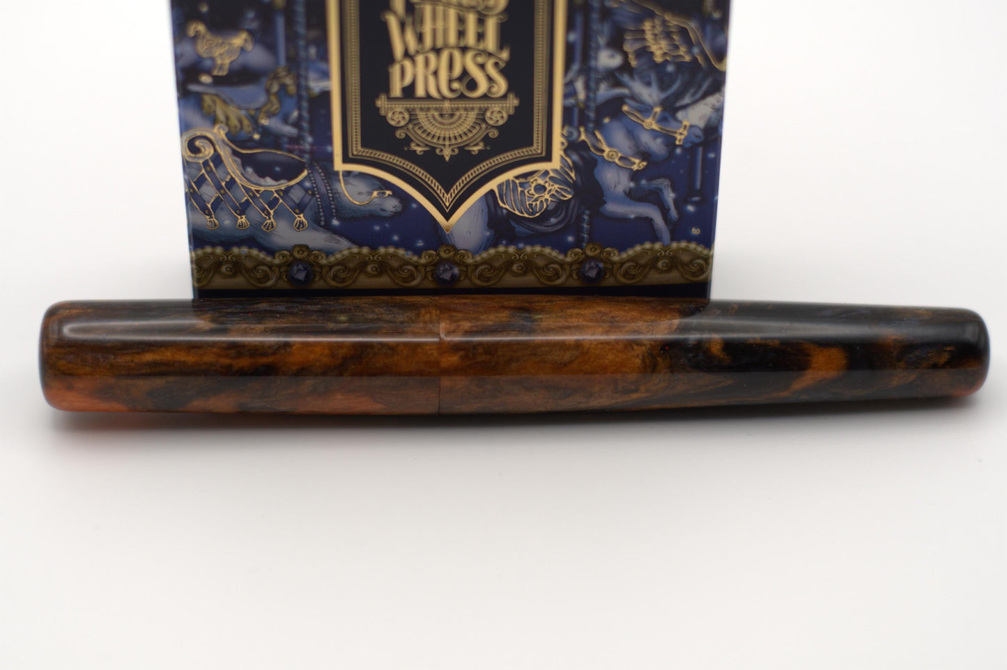 Custom Bespoke Seamless Black and Orange Cast Resin Fountain Pen with Bock Nib