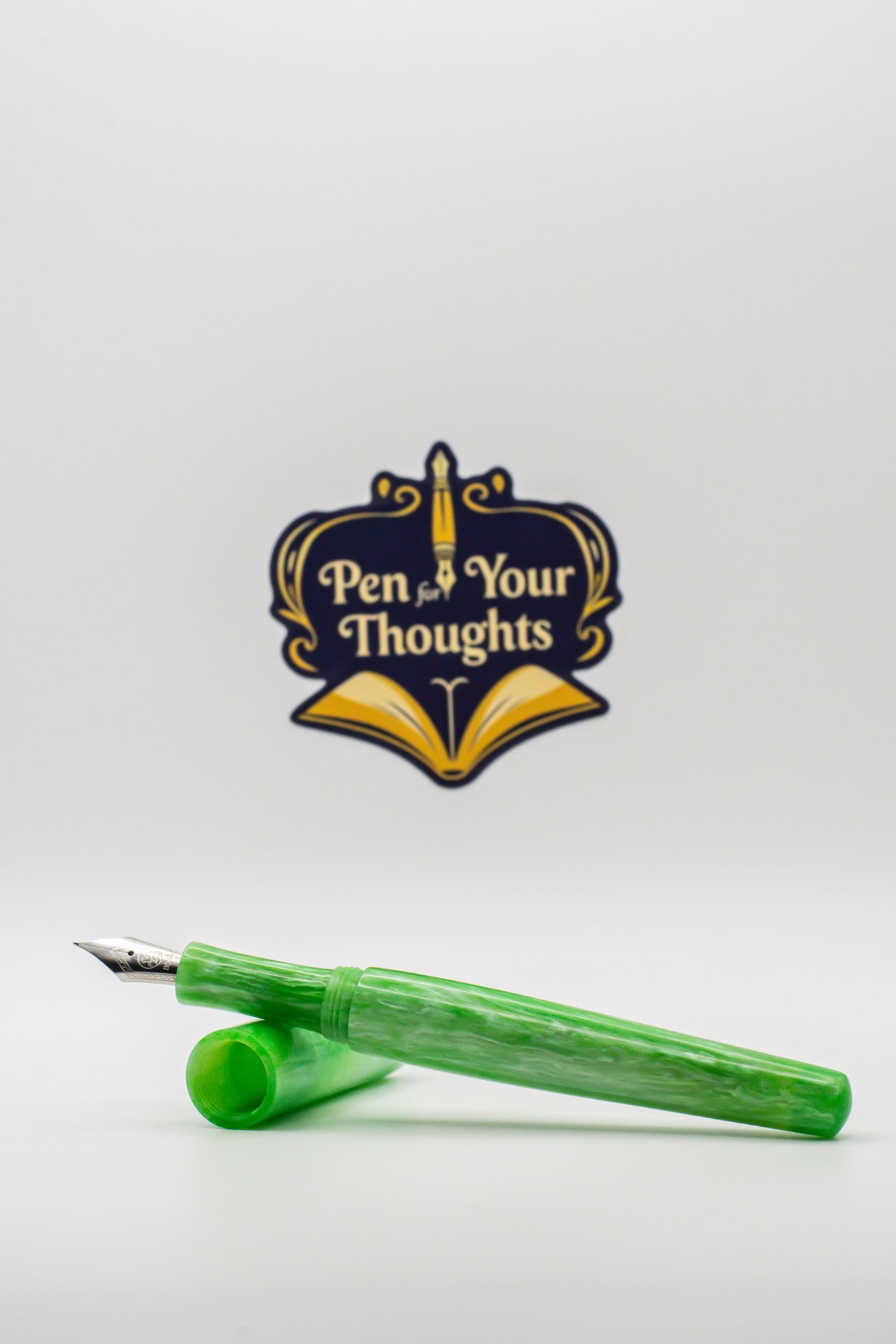 Green and White Resin Fountain Pen