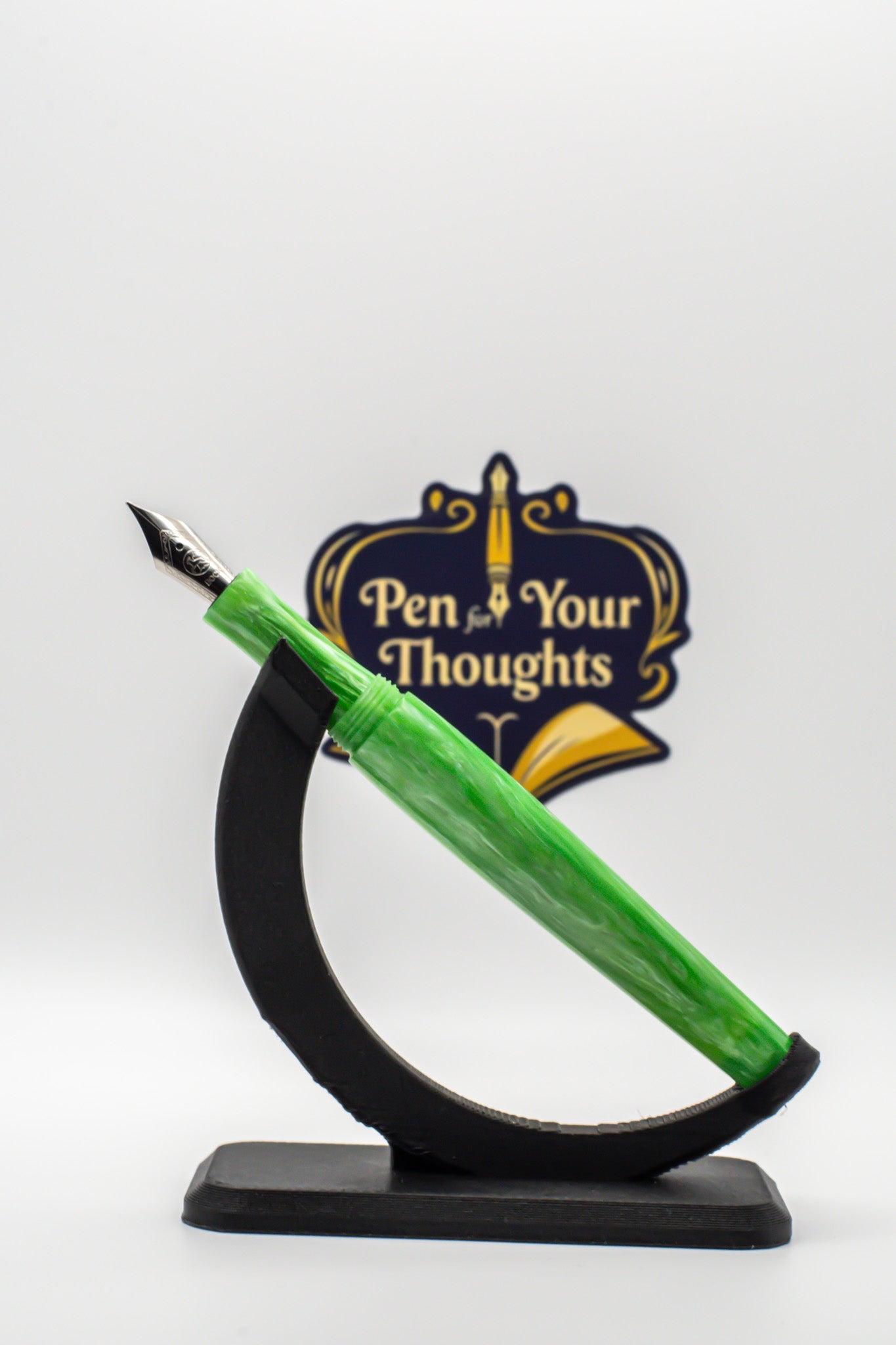 Green and White Resin Fountain Pen