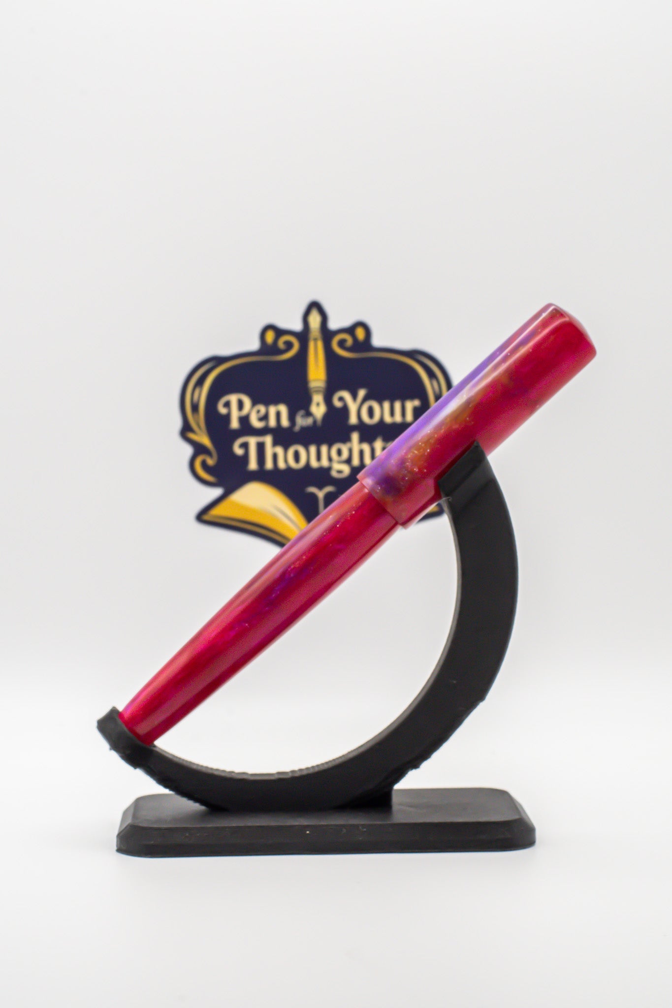 Purple and Red Sparkle Resin Fountain Pen from Black Magic Pen Company Blank