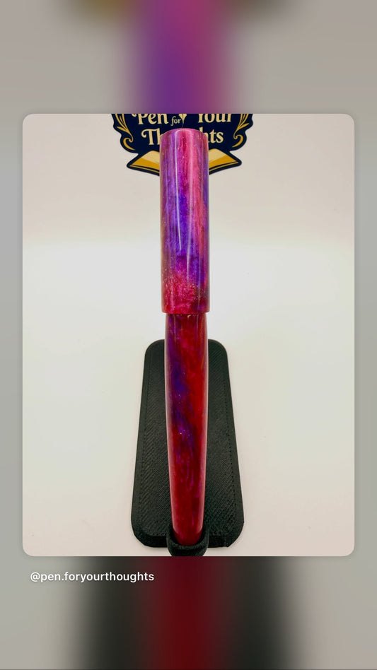 Purple and Red Sparkle Resin Fountain Pen from Black Magic Pen Company Blank