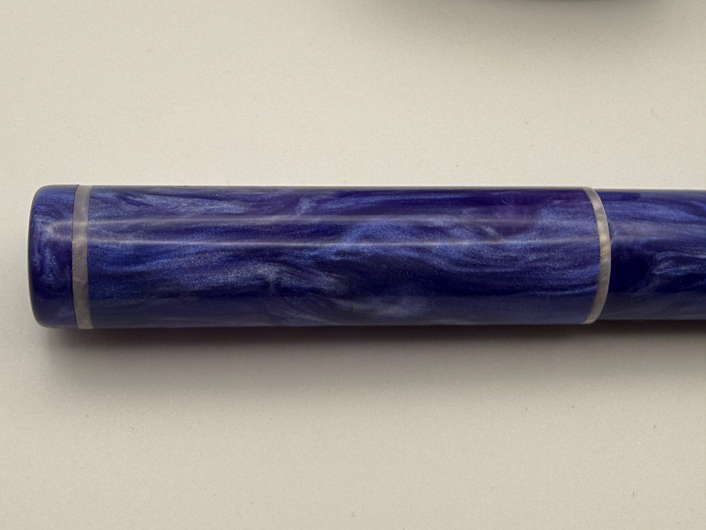 Custom Bespoke Purple and White Fountain Pen with Clip and White Accents