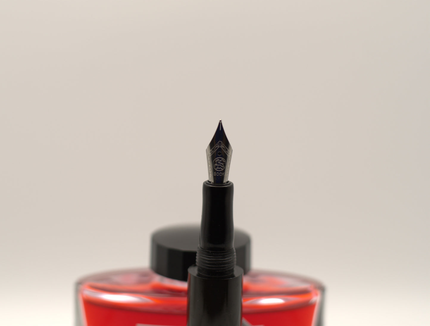 Seamless Black Ebonite Fountain Pen with Bock Nib