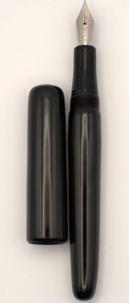 Postable Black Ebonite Fountain Pen with Bock Nib