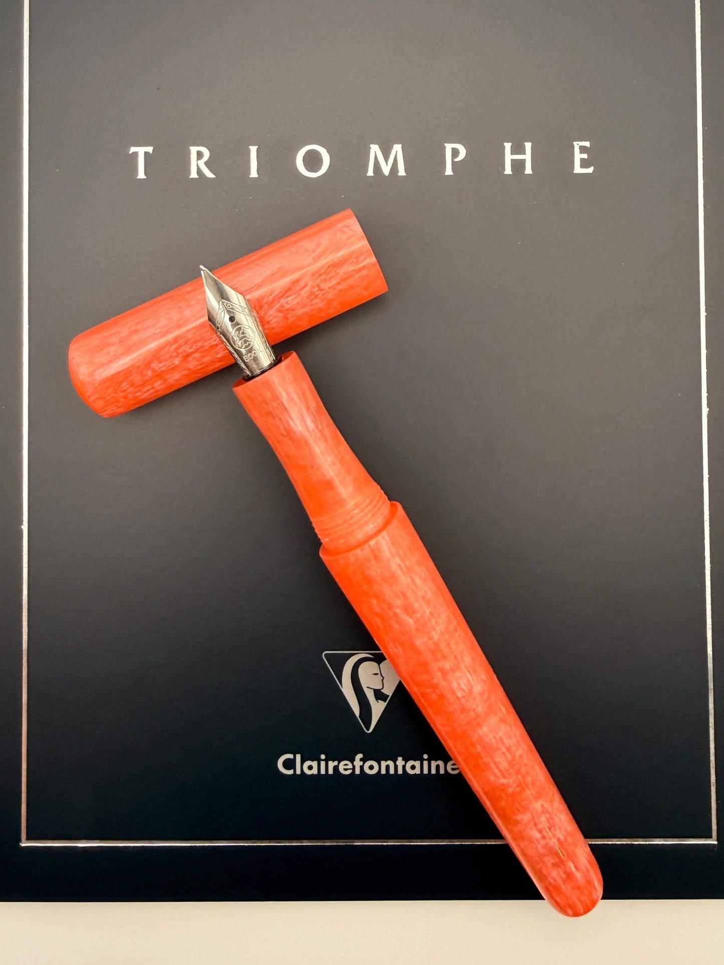 Custom Bespoke Seamless Peach Cast Resin Fountain Pen with Bock Nib