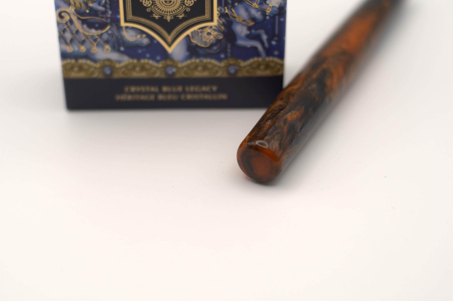 Custom Bespoke Seamless Black and Orange Cast Resin Fountain Pen with Bock Nib