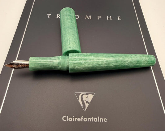 Custom Bespoke Seamless Sage Cast Resin Fountain Pen with Bock Nib