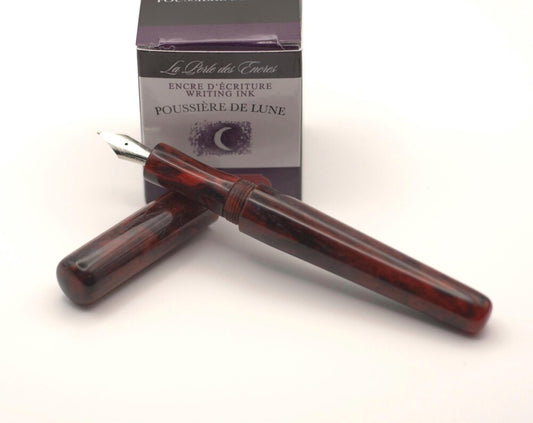 Custom Bespoke Seamless Black and Red Cast Resin Fountain Pen with Bock Nib